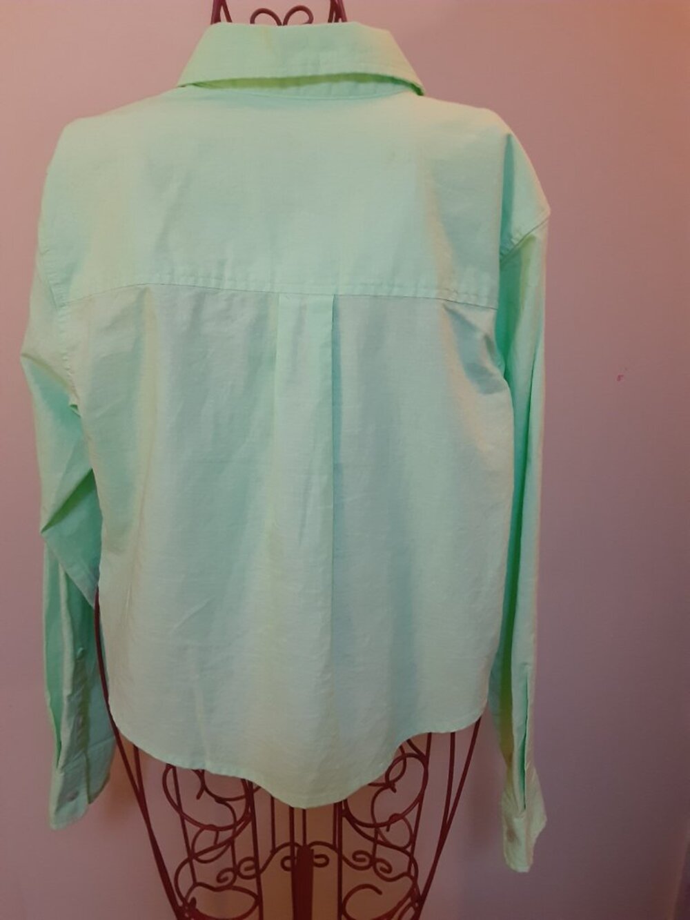 Universal Thread Co lime green cropped fit Long sleeved collared shirt XS - Picture 4 of 15